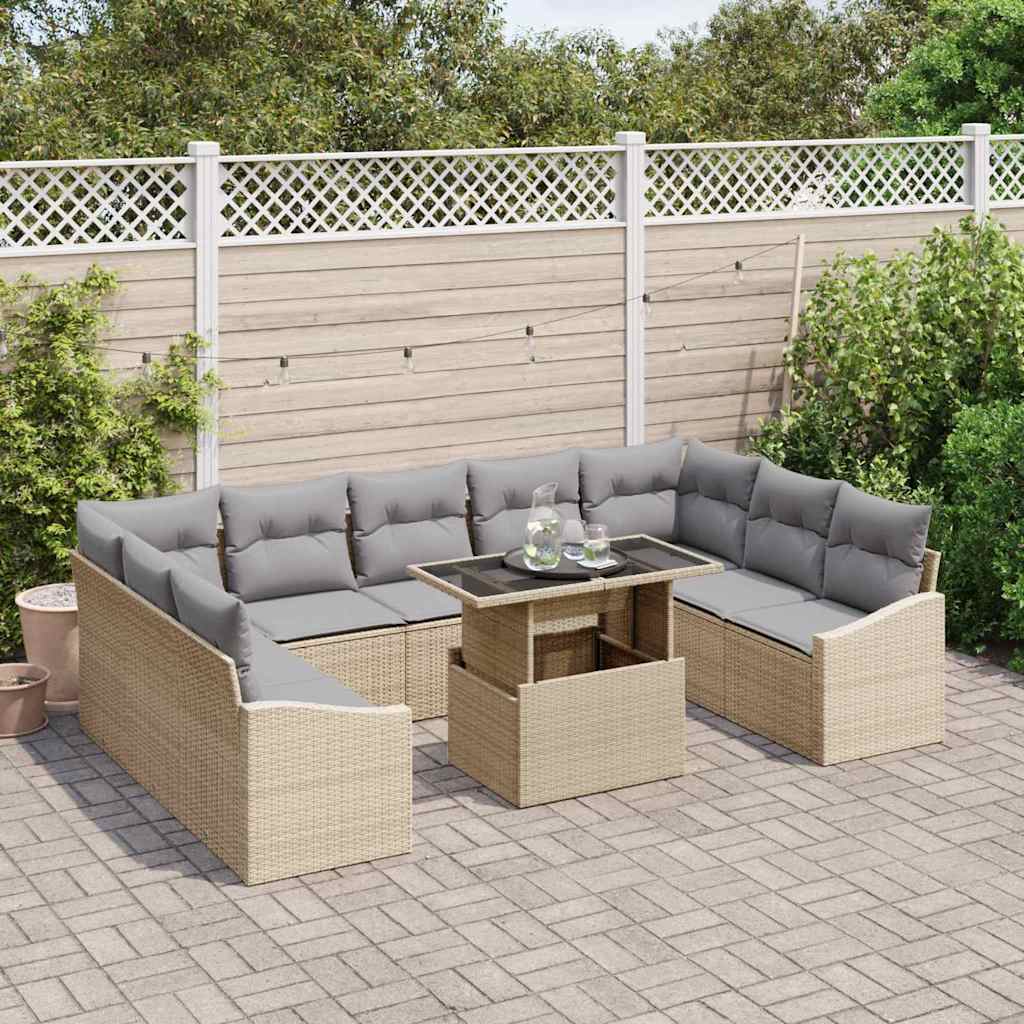 vidaXL Zestaw Sof na Ogród z poduszką 10 pcs Beżowy i jasnoszary
