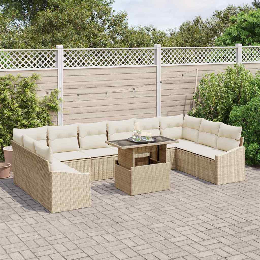 vidaXL Zestaw Sof na Ogród z poduszką 11 pcs Beżowy i kremowy