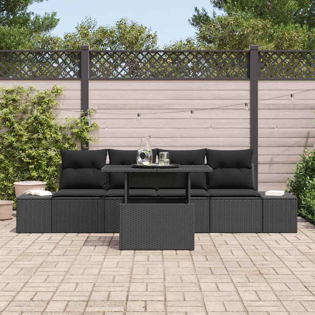 vidaXL Zestaw Sof na Ogród z poduszką z przechowywaniem 5 pcs Czarny