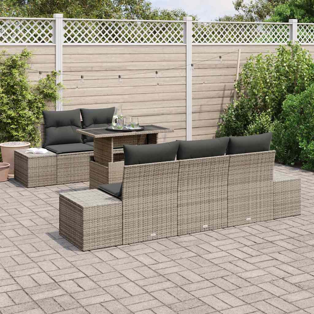 vidaXL Zestaw Sof na Ogród z poduszką z przechowywaniem 6 pcs Szary