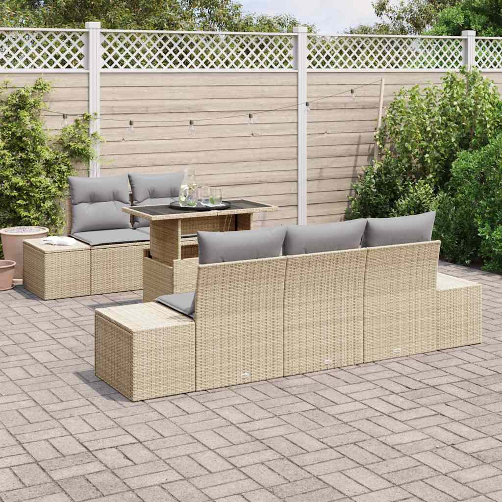 vidaXL Zestaw Sof na Ogród z poduszką 6 pcs Beżowy i jasnoszary