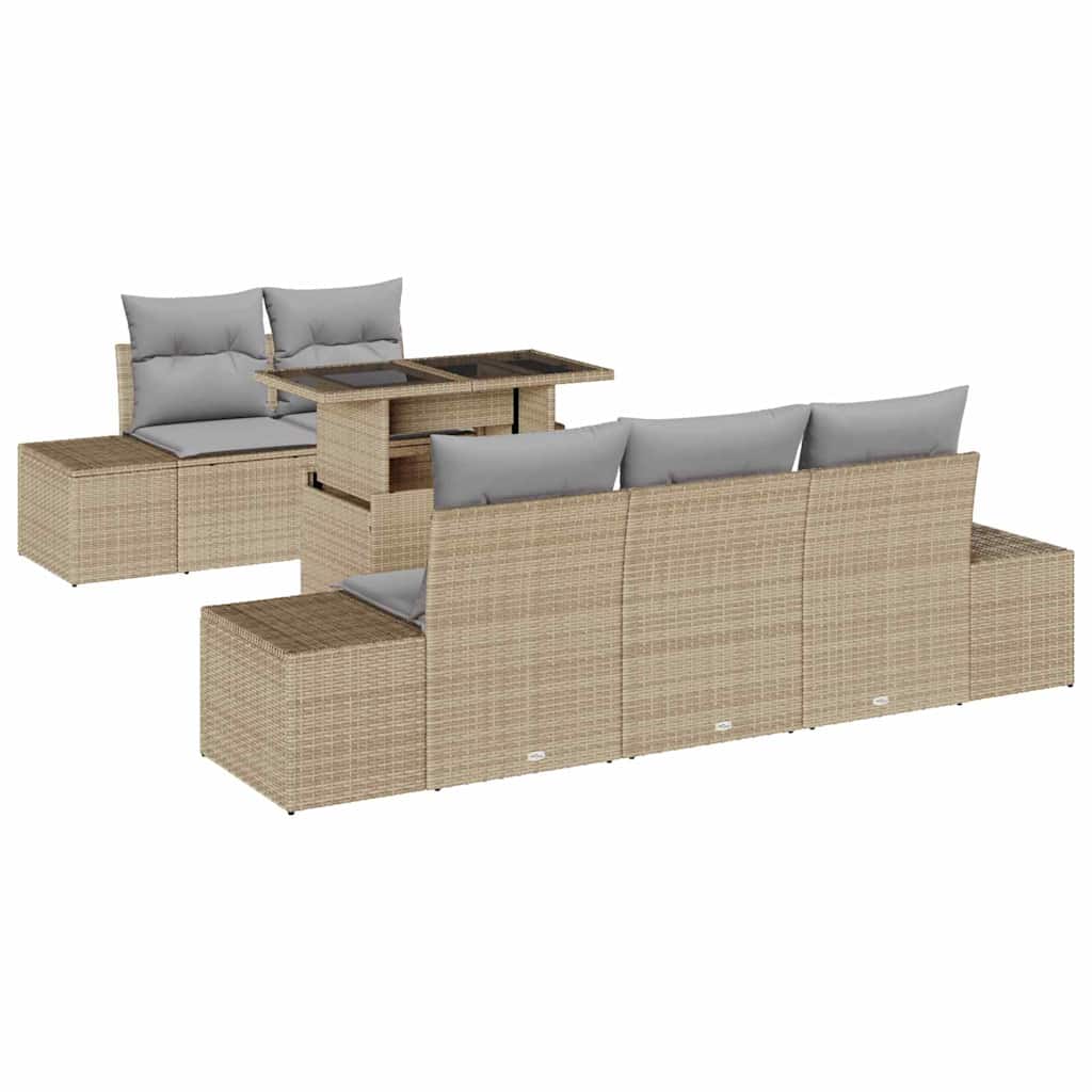vidaXL Zestaw Sof na Ogród z poduszką 6 pcs Beżowy i jasnoszary