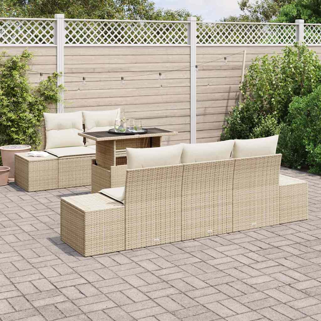 vidaXL Zestaw Sof na Ogród z poduszką 6 pcs Beżowy i kremowy