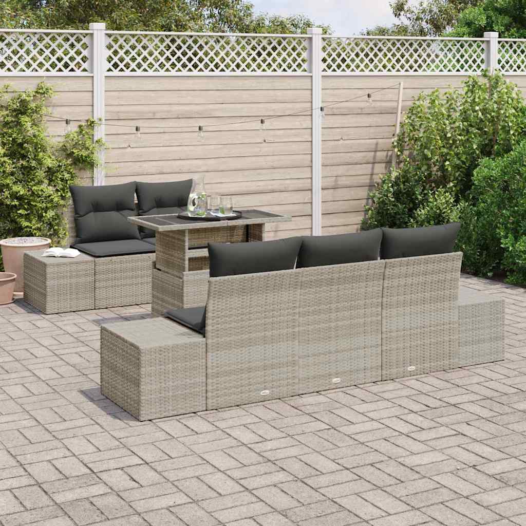 vidaXL Zestaw Sof na Ogród z poduszką 6 pcs Jasnoszary i ciemnoszary