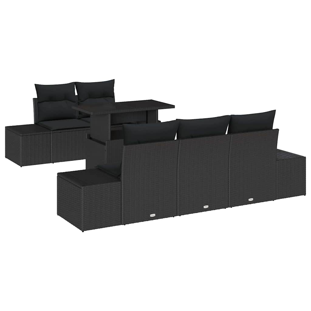 vidaXL Zestaw Sof na Ogród z poduszką z przechowywaniem 6 pcs Czarny