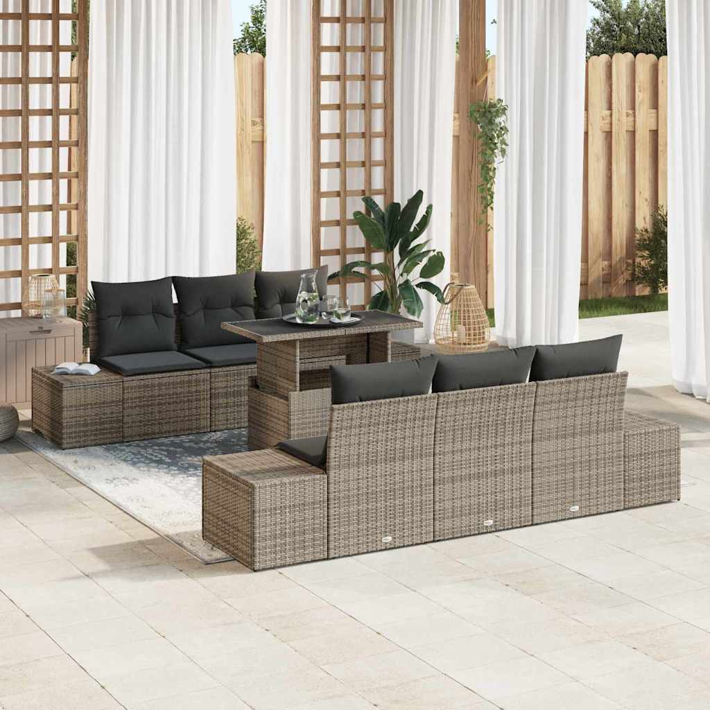 vidaXL Zestaw Sof na Ogród z poduszką 7 pcs Szary