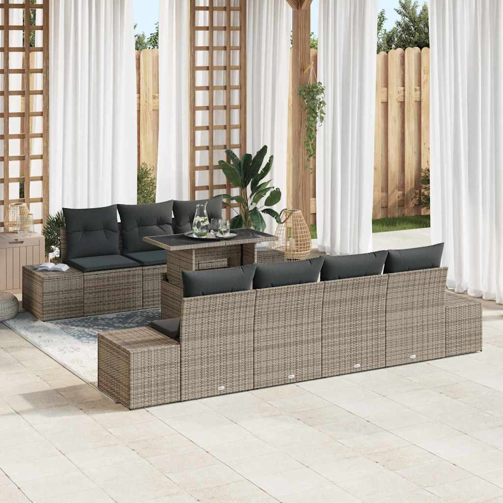 vidaXL Zestaw Sof na Ogród z poduszką 8 pcs Szary