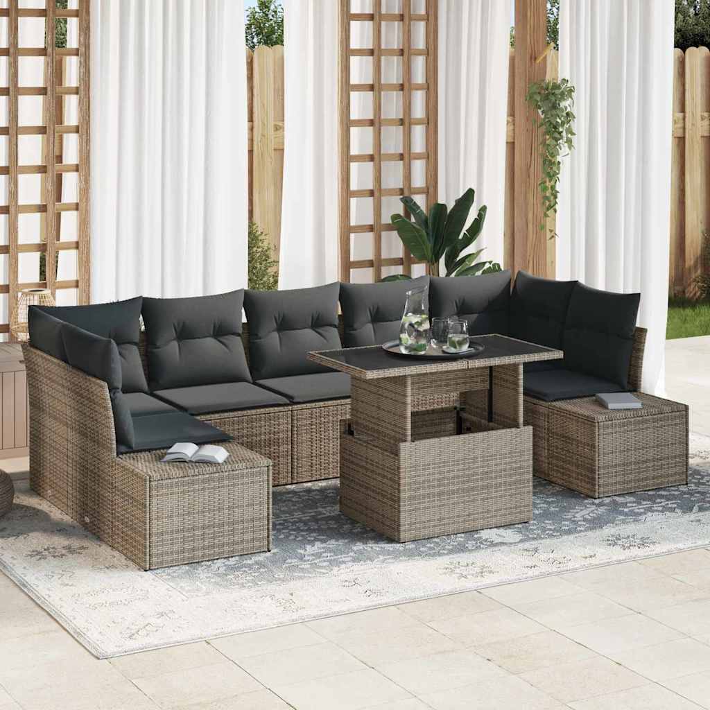 vidaXL Zestaw Sof na Ogród z poduszką 8 pcs Szary