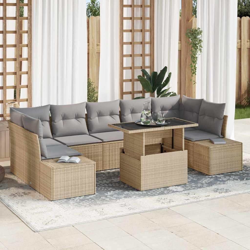 vidaXL Zestaw Sof na Ogród z poduszką 8 pcs Beżowy i jasnoszary