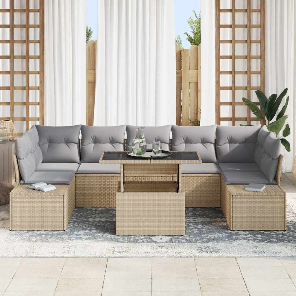 vidaXL Zestaw Sof na Ogród z poduszką 8 pcs Beżowy i jasnoszary