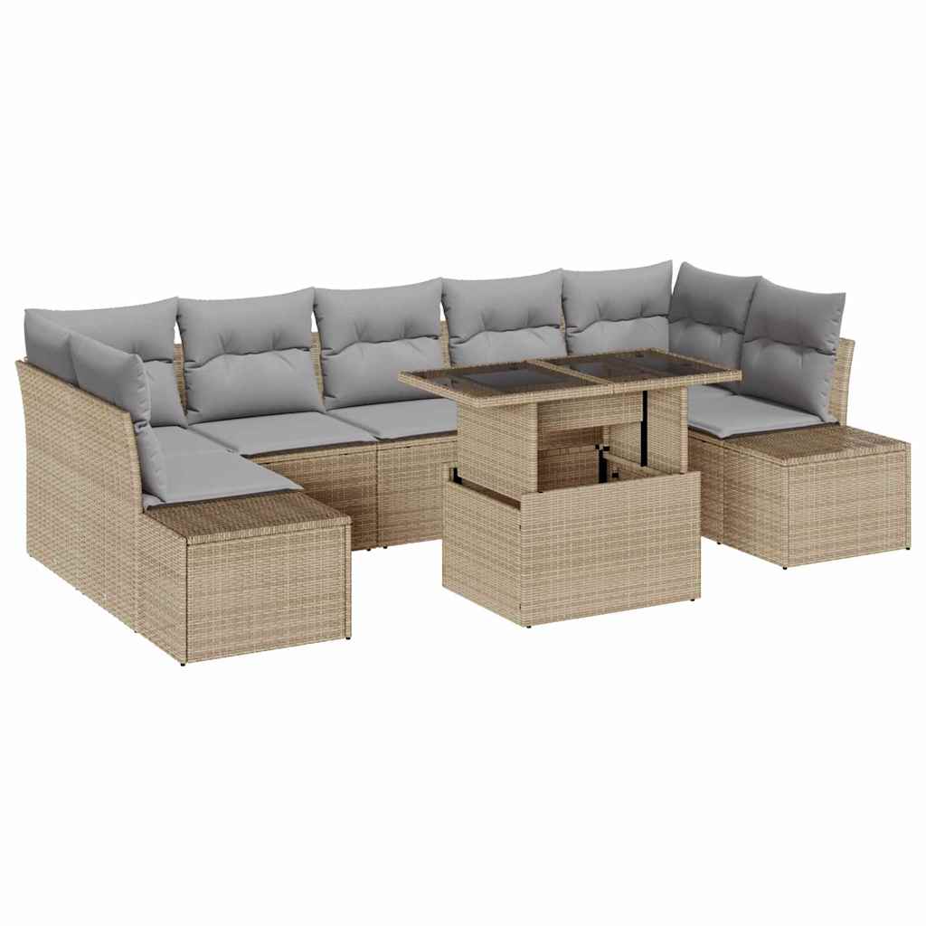 vidaXL Zestaw Sof na Ogród z poduszką 8 pcs Beżowy i jasnoszary