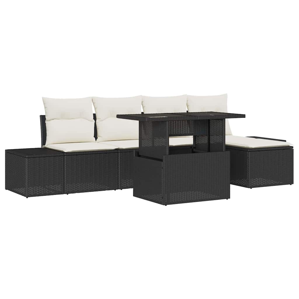 vidaXL Zestaw Sof na Ogród z przechowywaniem 6 pcs Czarny Polirattan
