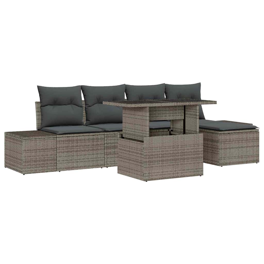 vidaXL Zestaw Sof na Ogród z przechowywaniem 6 pcs Szary Polirattan
