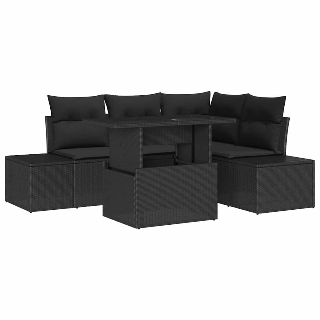 vidaXL Zestaw Sof na Ogród z poduszką 5 pcs Czarny polirattan