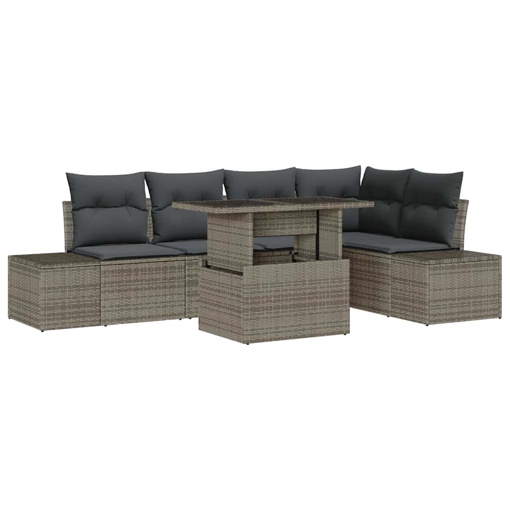 vidaXL Zestaw Sof na Ogród z przechowywaniem 6 pcs Szary Polirattan
