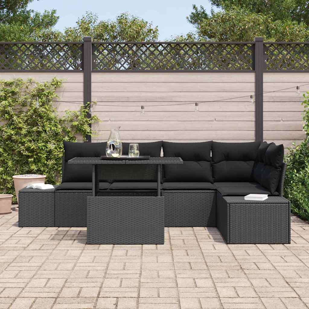 vidaXL Zestaw Sof na Ogród z przechowywaniem 6 pcs Czarny Polirattan