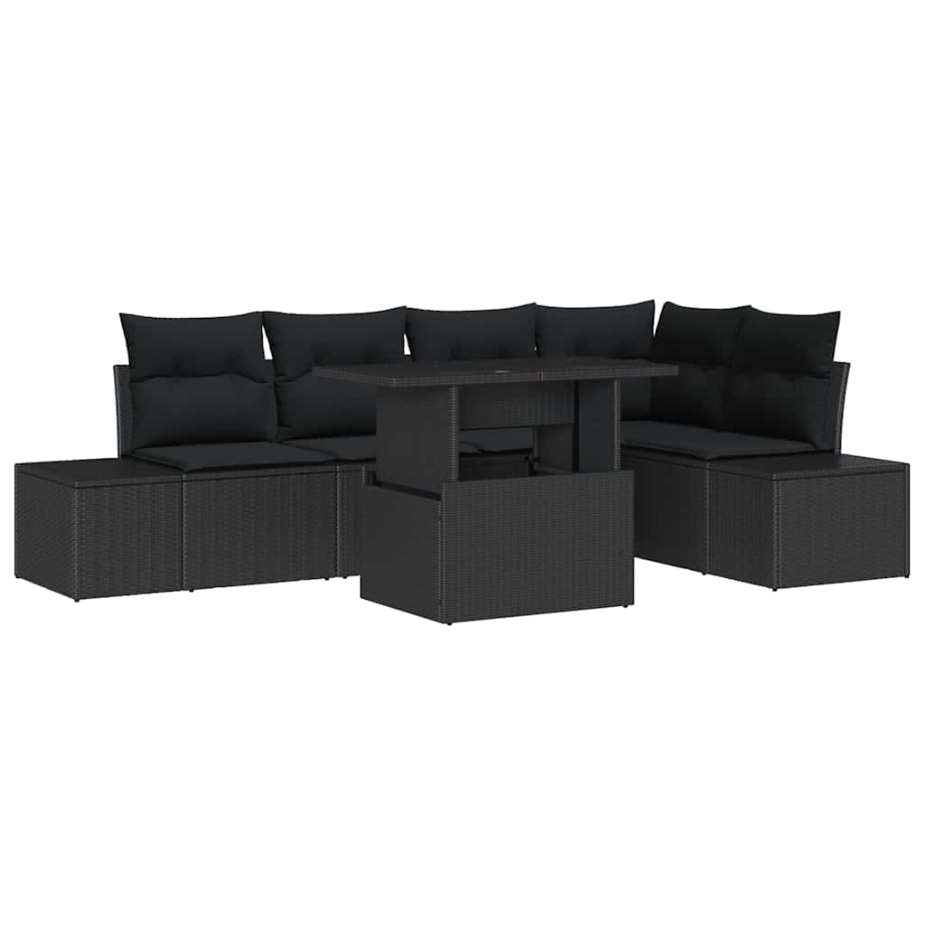 vidaXL Zestaw Sof na Ogród z przechowywaniem 6 pcs Czarny Polirattan