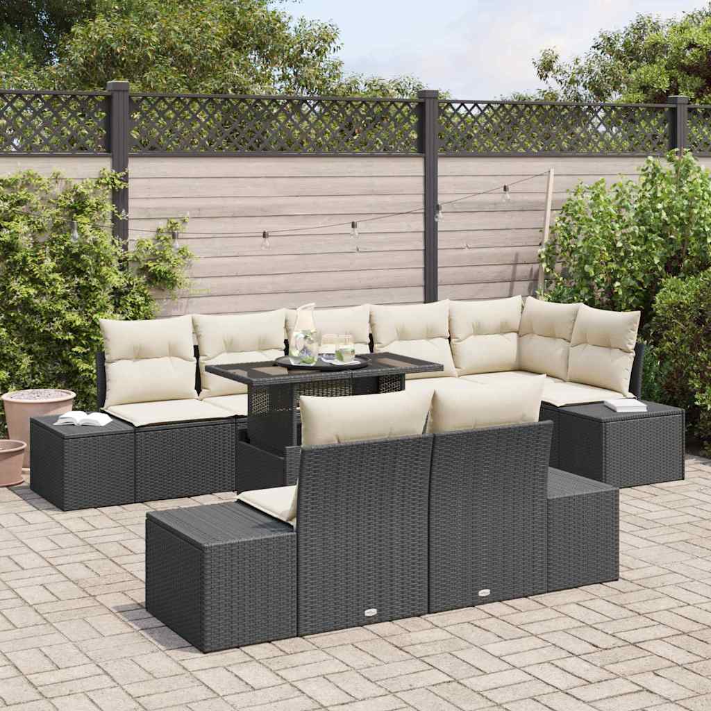 vidaXL Zestaw Sof na Ogród z przechowywaniem 9 pcs Czarny Polirattan
