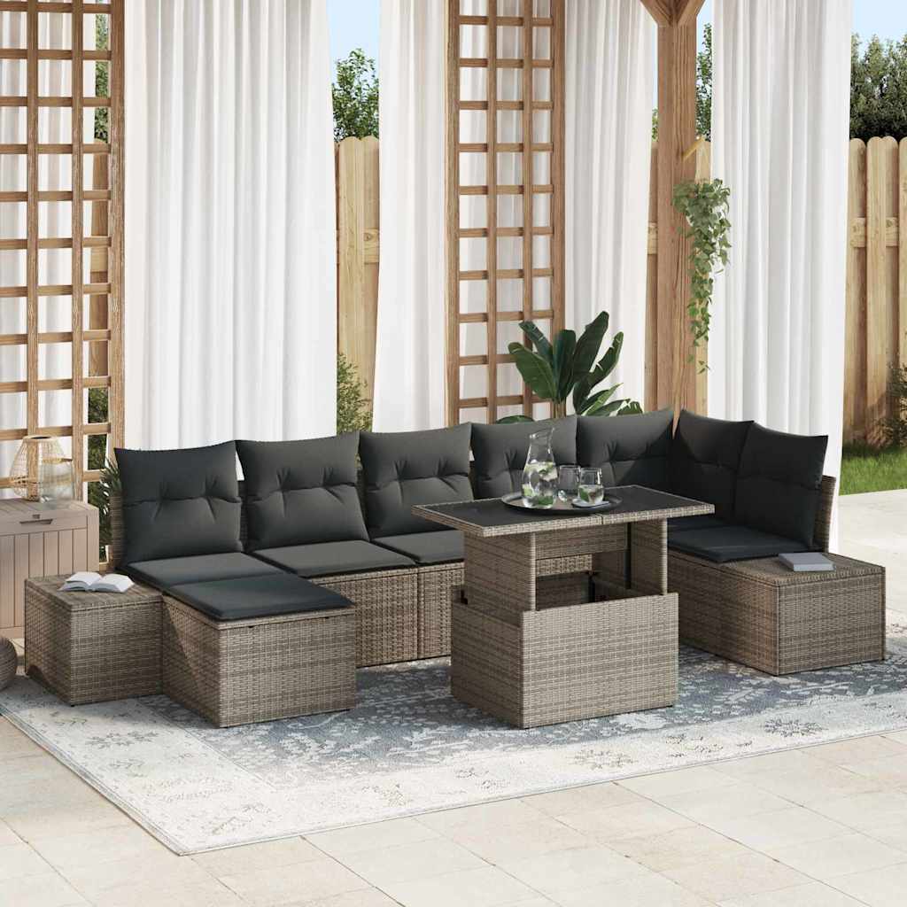 vidaXL Zestaw Sof na Ogród z przechowywaniem 8 pcs Szary Polirattan
