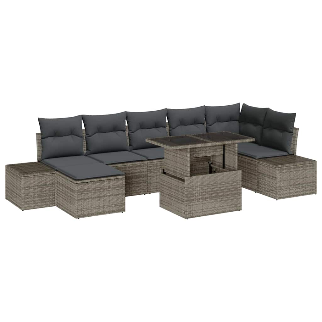 vidaXL Zestaw Sof na Ogród z przechowywaniem 8 pcs Szary Polirattan