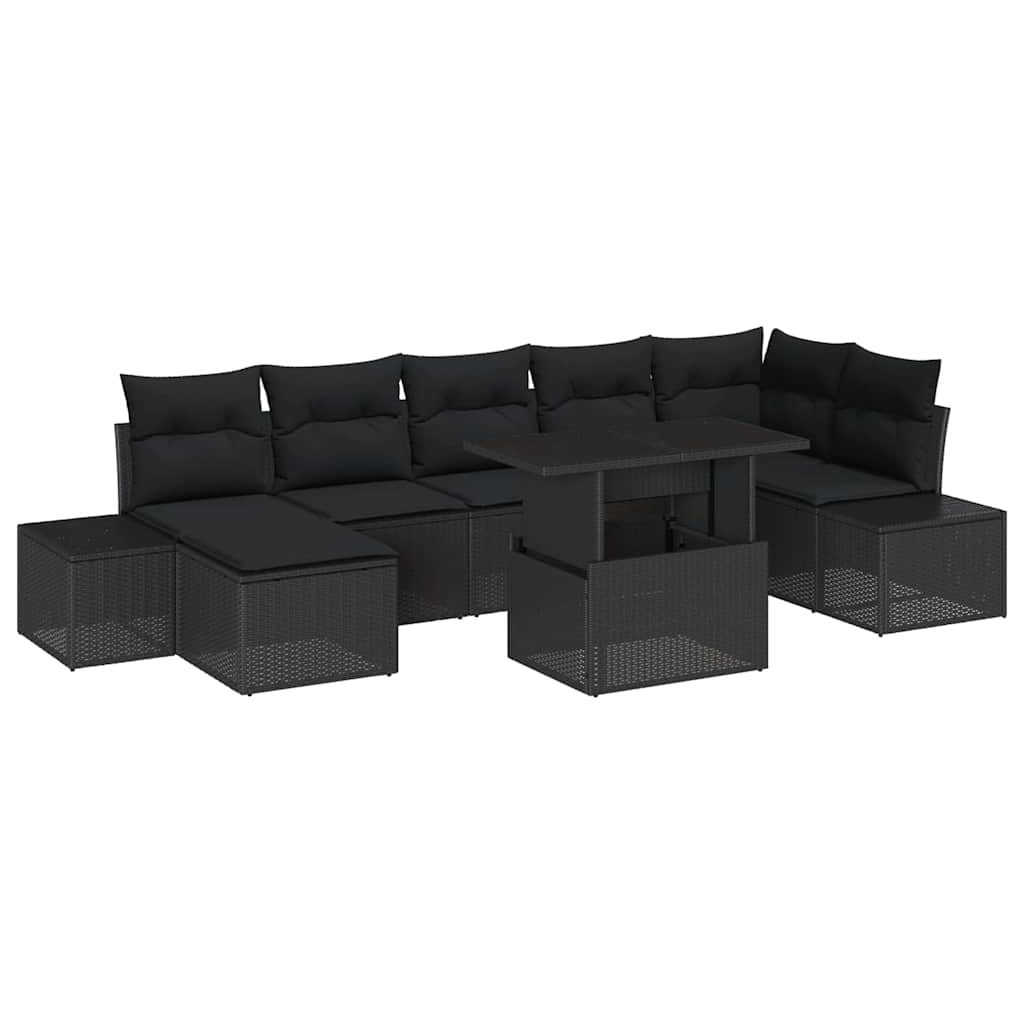 vidaXL Zestaw Sof na Ogród z przechowywaniem 8 pcs Czarny Polirattan