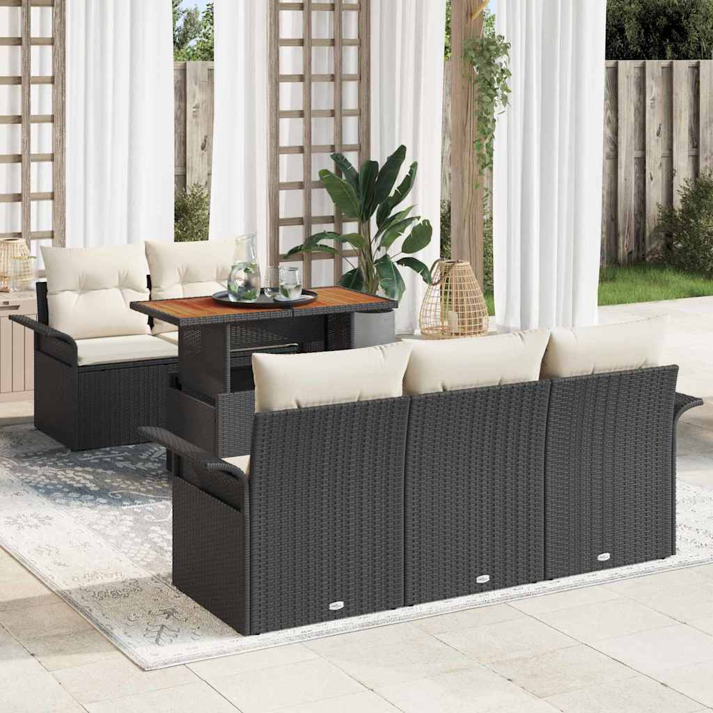 vidaXL Zestaw Sof na Ogród z przechowywaniem 6 pcs Czarny Polirattan