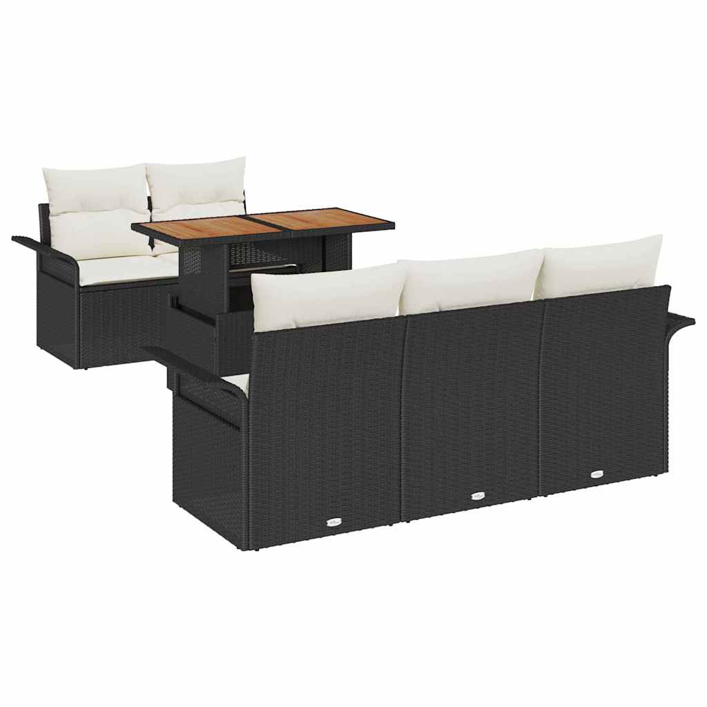 vidaXL Zestaw Sof na Ogród z przechowywaniem 6 pcs Czarny Polirattan