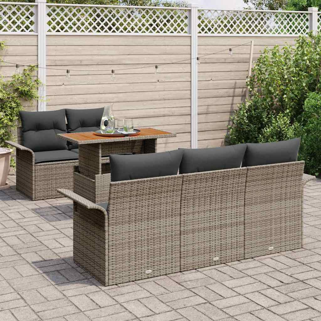 vidaXL Zestaw Sof na Ogród z przechowywaniem 6 pcs Szary Polirattan