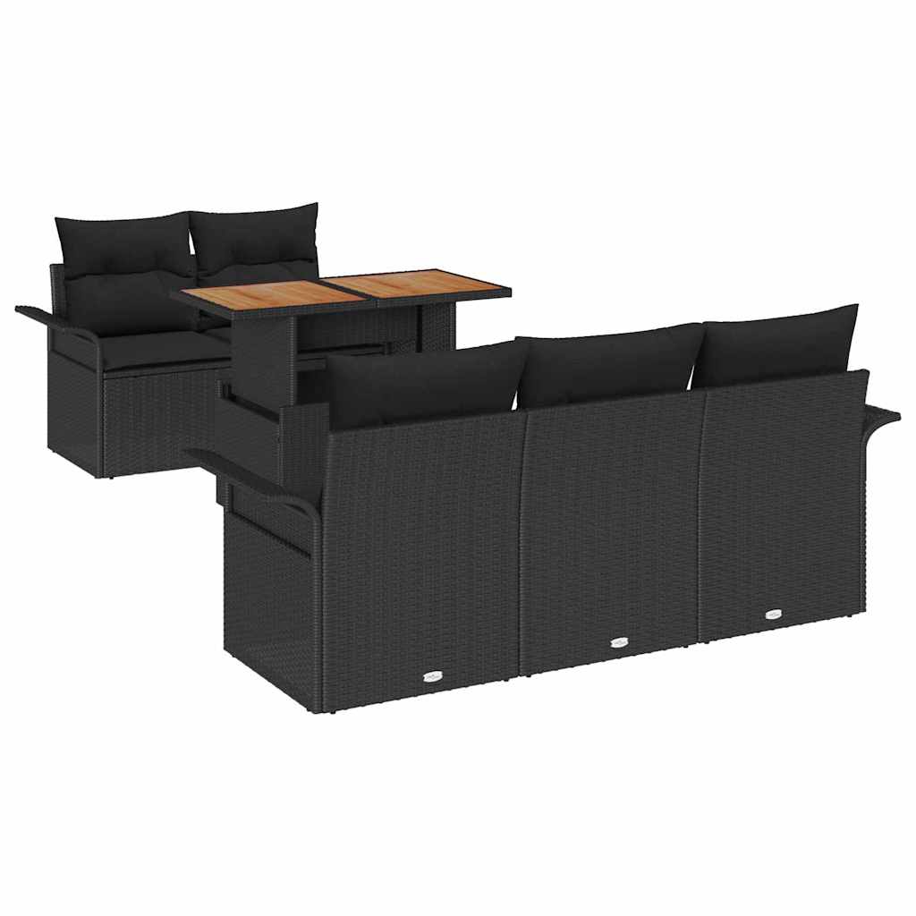 vidaXL Zestaw Sof na Ogród z przechowywaniem 6 pcs Czarny Polirattan