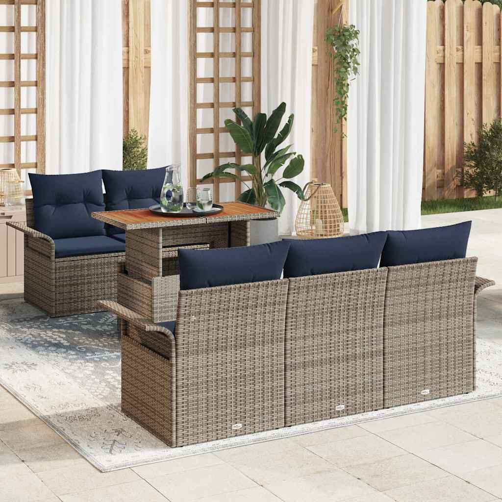 vidaXL Zestaw Sof na Ogród z przechowywaniem 6 pcs Szary Polirattan