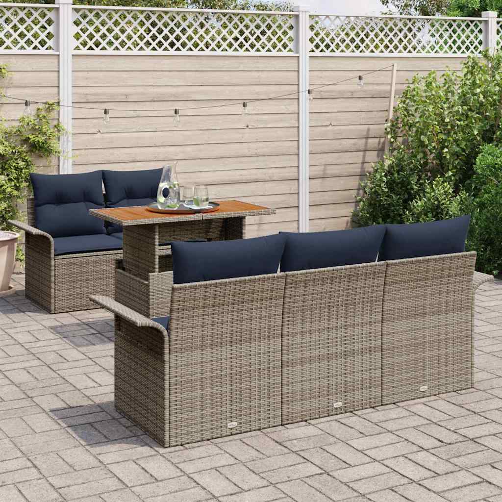 vidaXL Zestaw Sof na Ogród z przechowywaniem 6 pcs Szary Polirattan