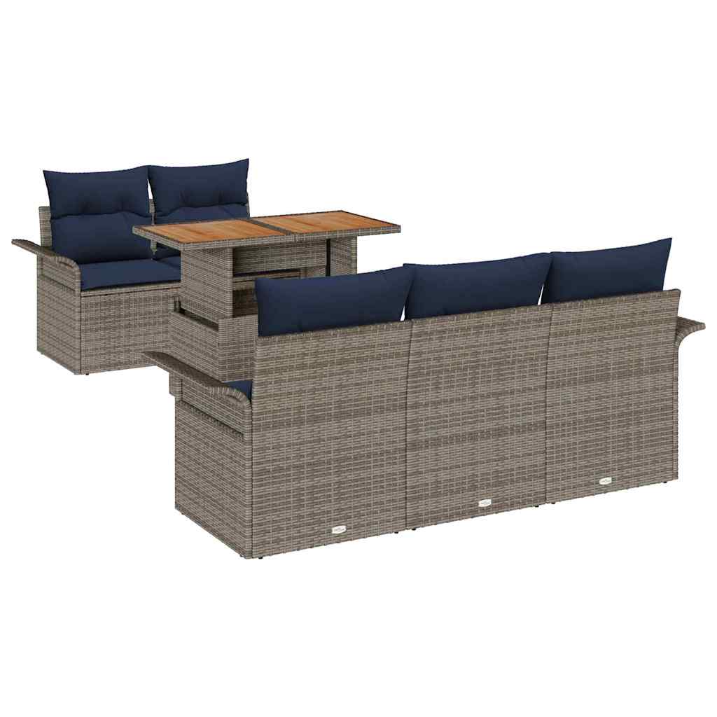 vidaXL Zestaw Sof na Ogród z przechowywaniem 6 pcs Szary Polirattan