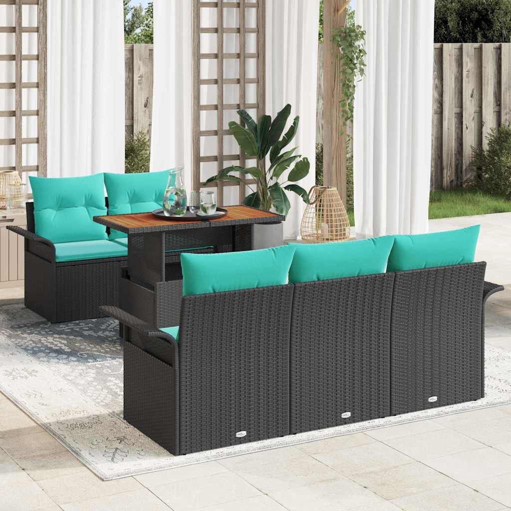 vidaXL Zestaw Sof na Ogród z przechowywaniem 6 pcs Czarny Polirattan
