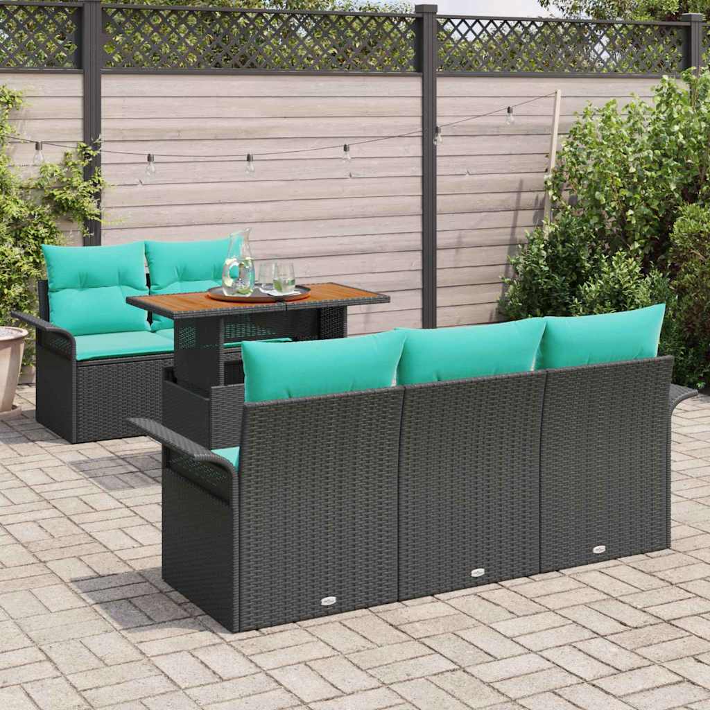 vidaXL Zestaw Sof na Ogród z przechowywaniem 6 pcs Czarny Polirattan