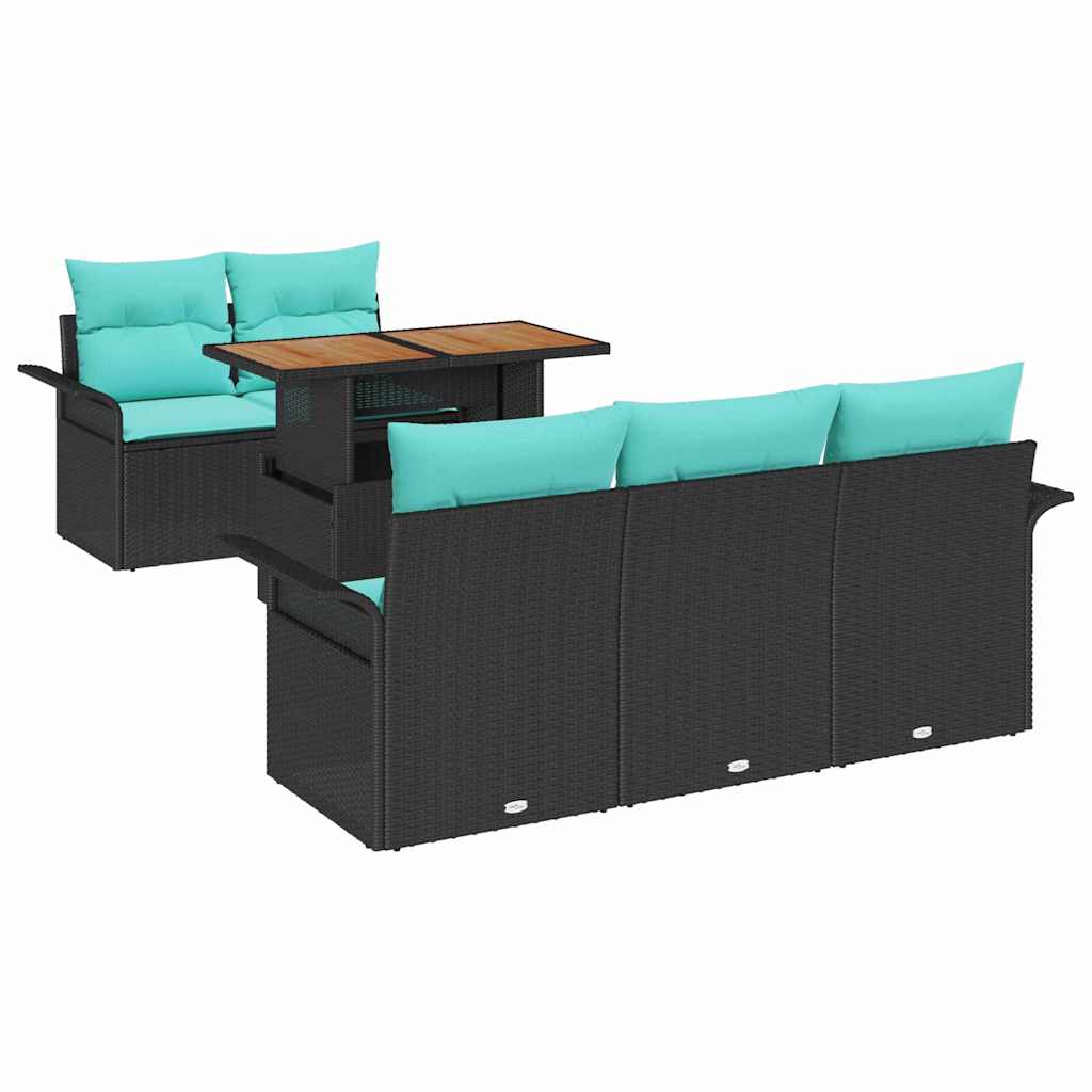 vidaXL Zestaw Sof na Ogród z przechowywaniem 6 pcs Czarny Polirattan
