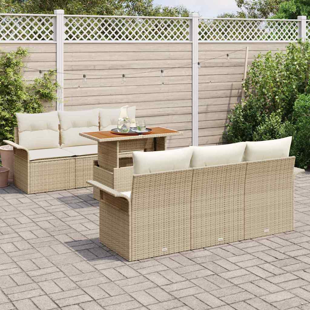 vidaXL Zestaw Sof na Ogród z przechowywaniem 7 pcs Beżowy Polirattan