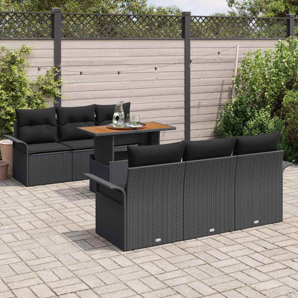 vidaXL Zestaw Sof na Ogród z przechowywaniem 7 pcs Czarny Polirattan