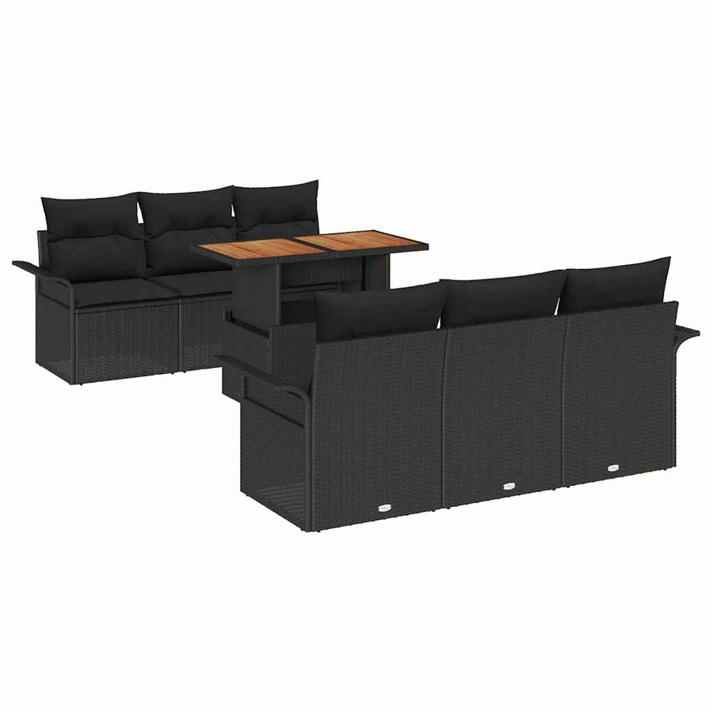 vidaXL Zestaw Sof na Ogród z przechowywaniem 7 pcs Czarny Polirattan