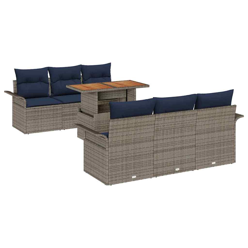 vidaXL Zestaw Sof na Ogród z przechowywaniem 7 pcs Szary Polirattan