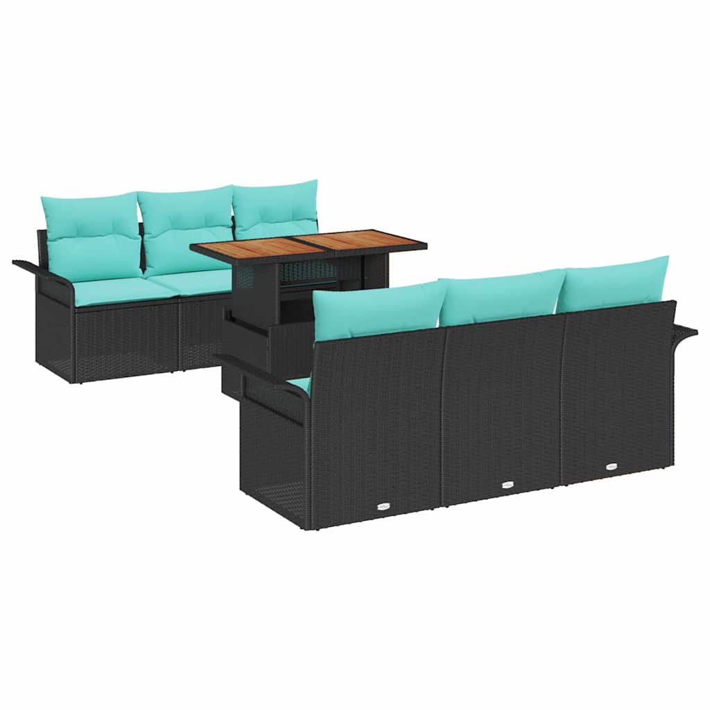 vidaXL Zestaw Sof na Ogród z przechowywaniem 7 pcs Czarny Polirattan
