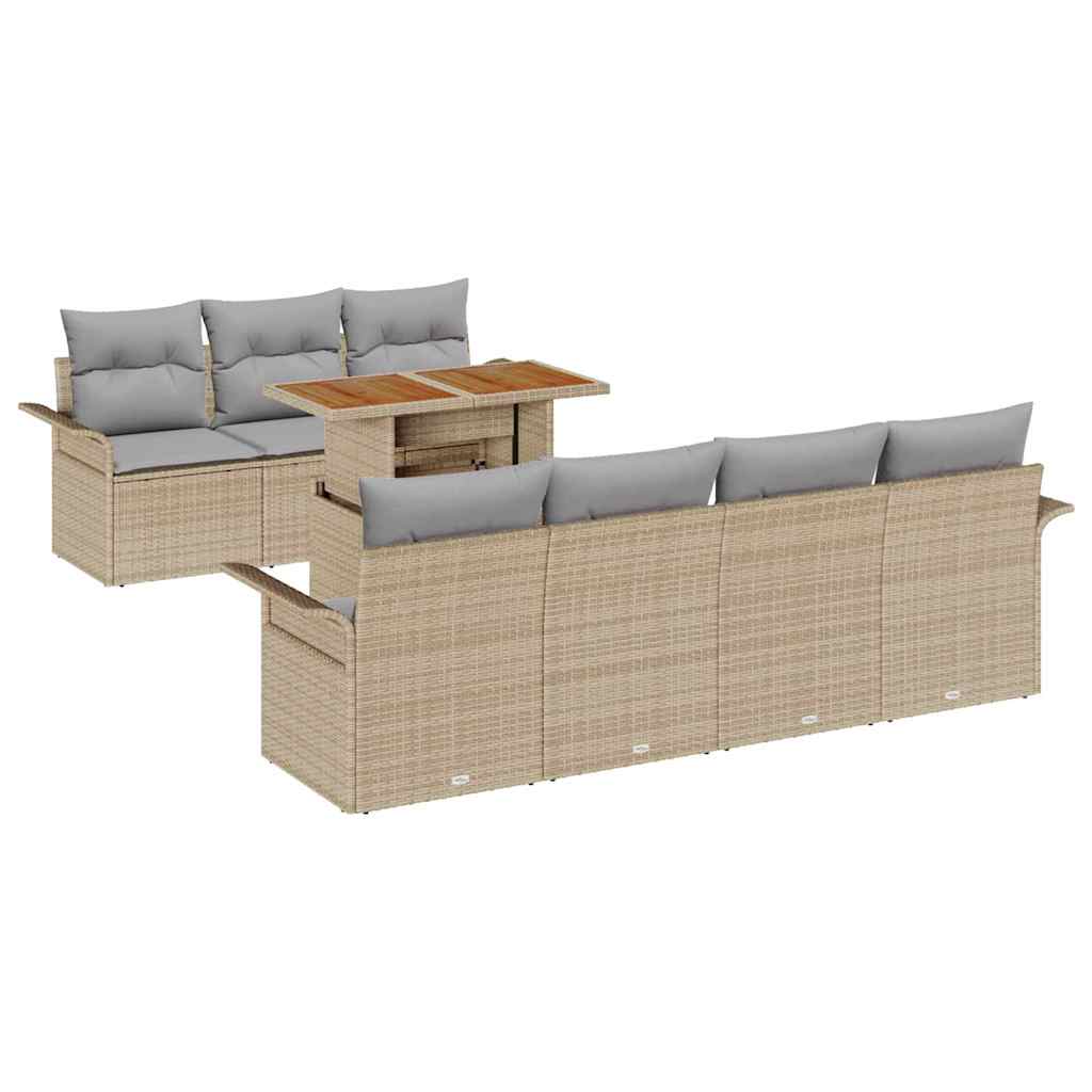 vidaXL Zestaw Sof na Ogród z przechowywaniem 8 pcs Beżowy Polirattan