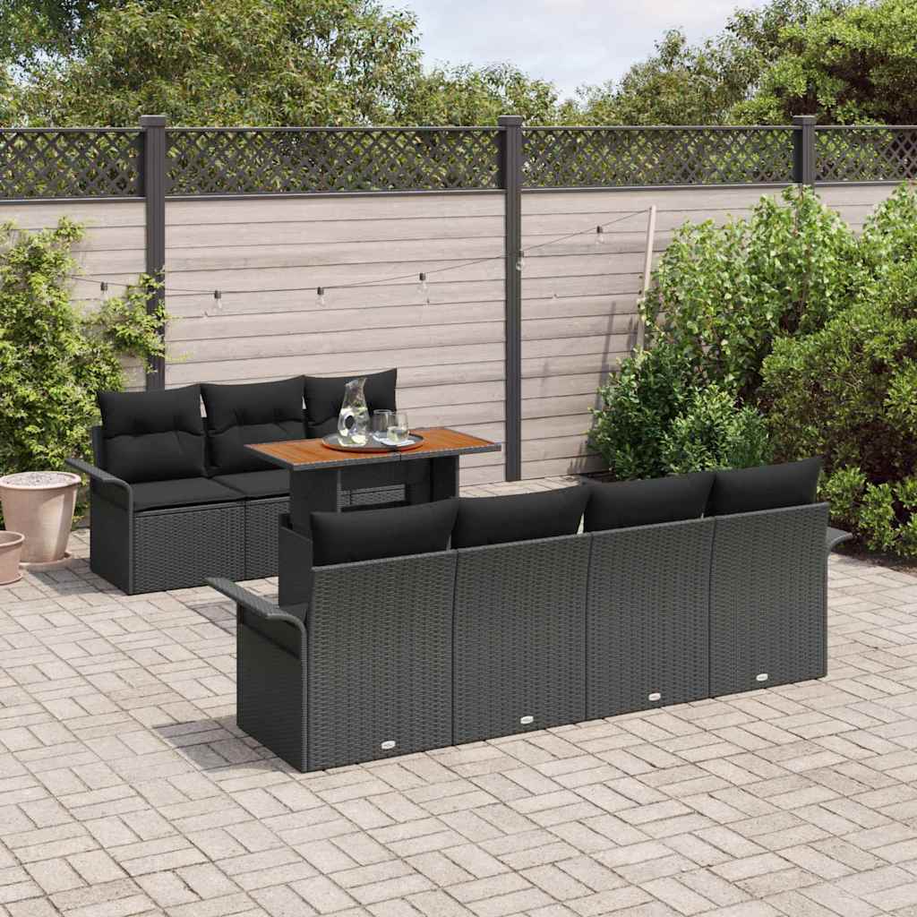 vidaXL Zestaw Sof na Ogród z przechowywaniem 8 pcs Czarny Polirattan