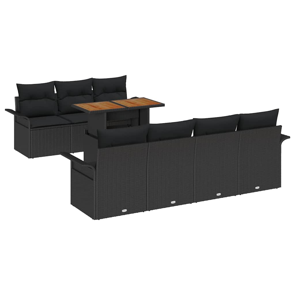 vidaXL Zestaw Sof na Ogród z przechowywaniem 8 pcs Czarny Polirattan