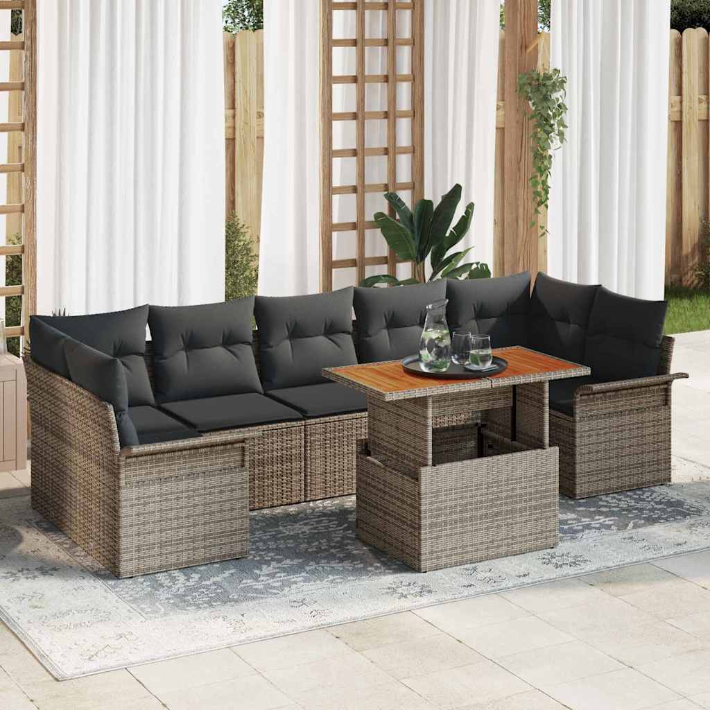 vidaXL Zestaw Sof na Ogród z przechowywaniem 8 pcs Szary Polirattan