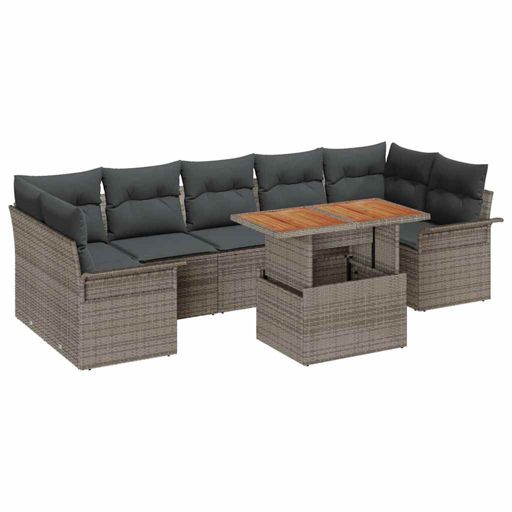 vidaXL Zestaw Sof na Ogród z przechowywaniem 8 pcs Szary Polirattan