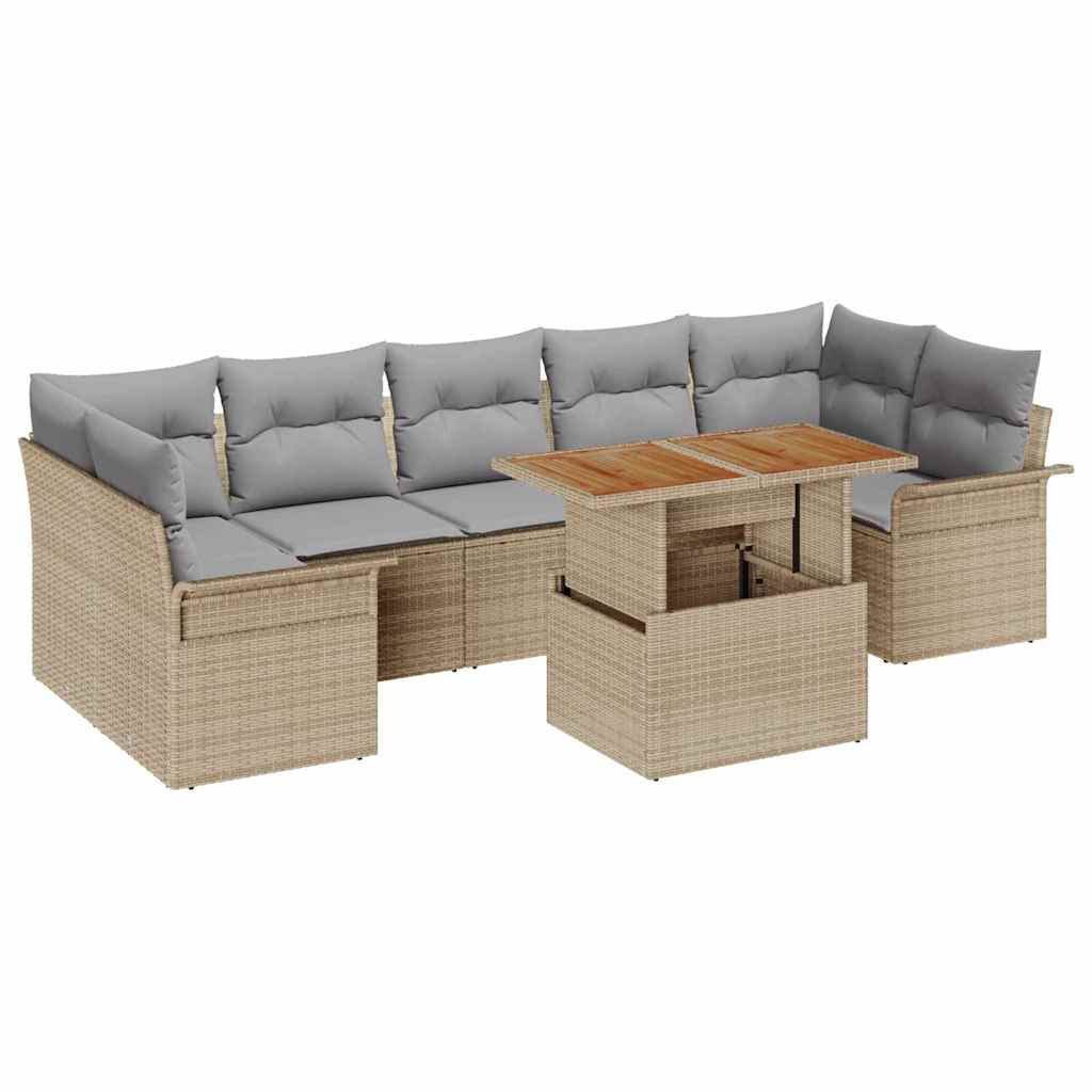 vidaXL Zestaw Sof na Ogród z przechowywaniem 8 pcs Beżowy Polirattan
