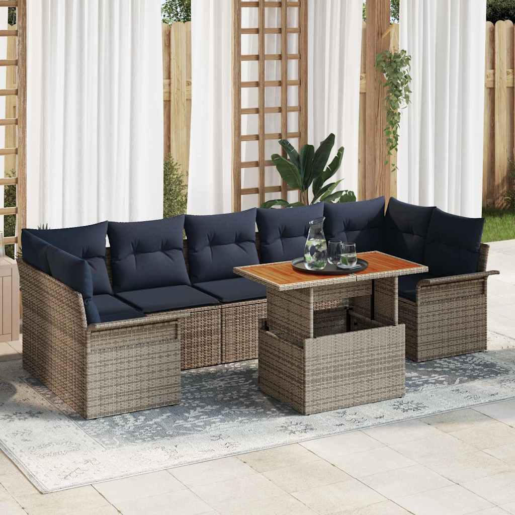 vidaXL Zestaw Sof na Ogród z przechowywaniem 8 pcs Szary Polirattan
