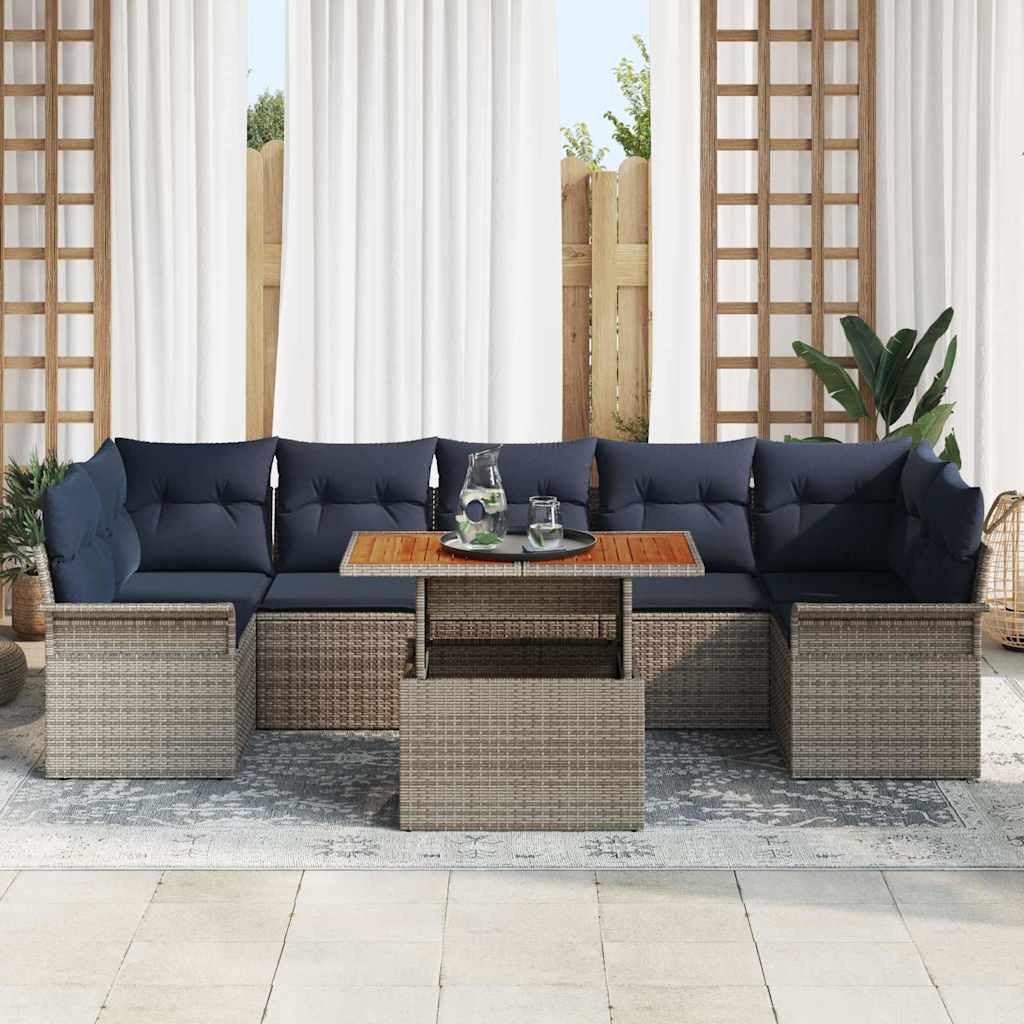 vidaXL Zestaw Sof na Ogród z przechowywaniem 8 pcs Szary Polirattan