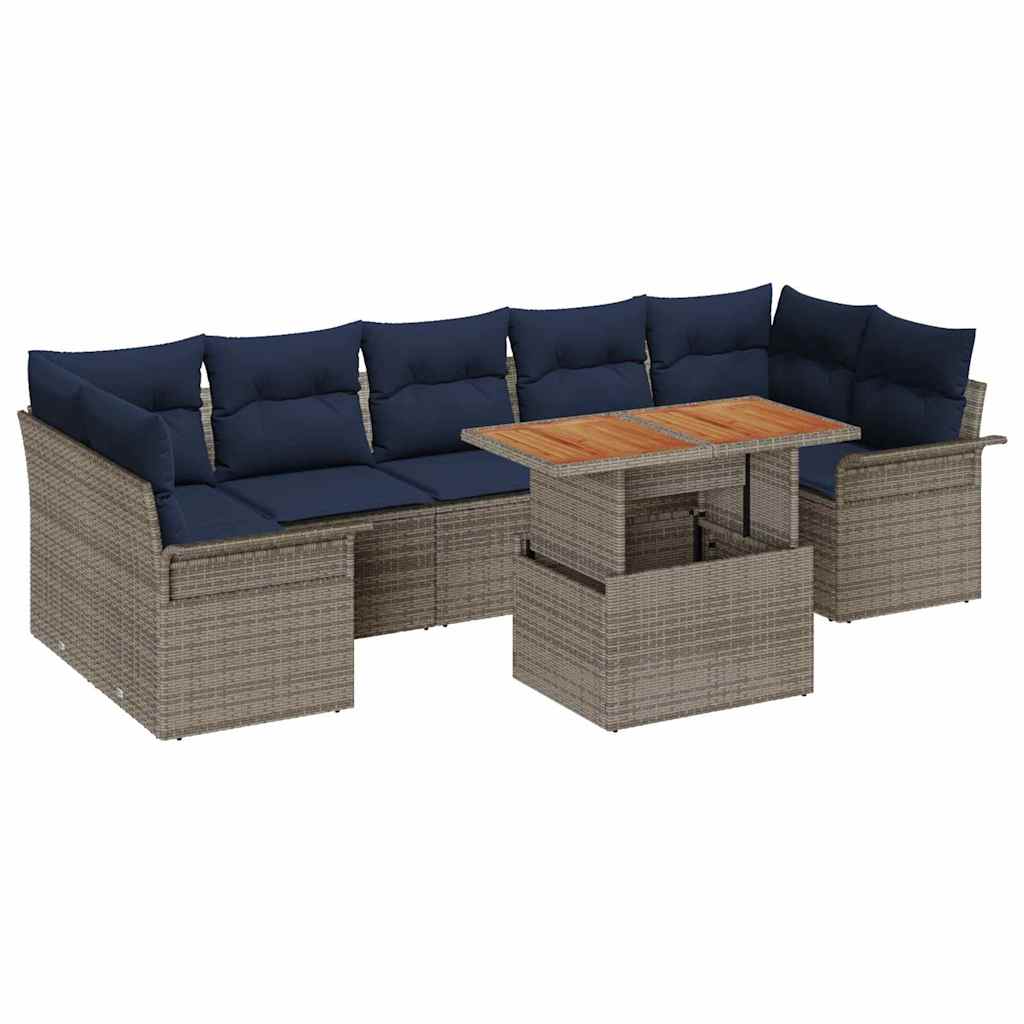 vidaXL Zestaw Sof na Ogród z przechowywaniem 8 pcs Szary Polirattan
