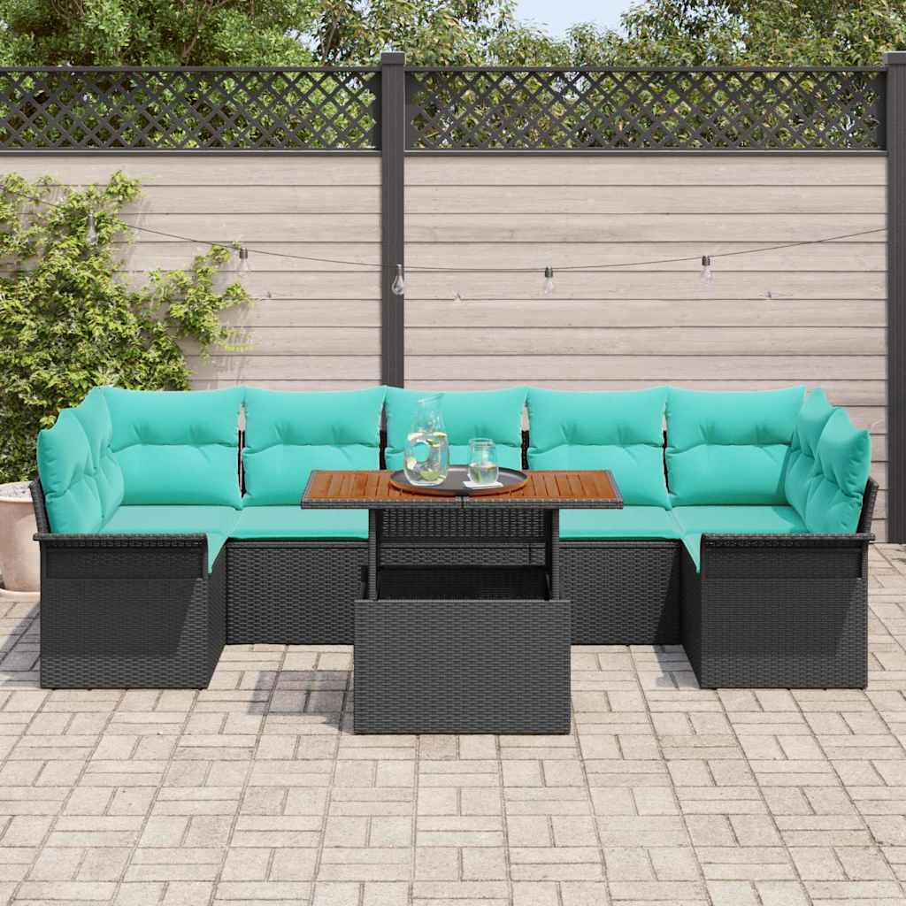 vidaXL Zestaw Sof na Ogród z przechowywaniem 8 pcs Czarny Polirattan